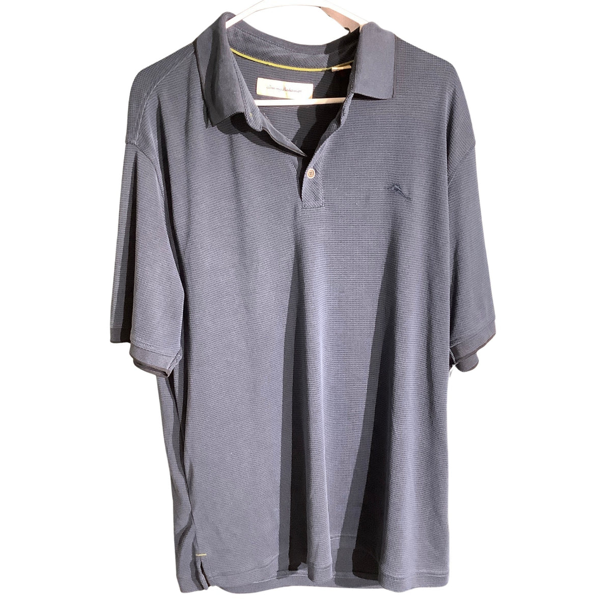 Tommy Bahama Men’s XL Navy Blue Performance Polo — Textured, IslandZone, Golf