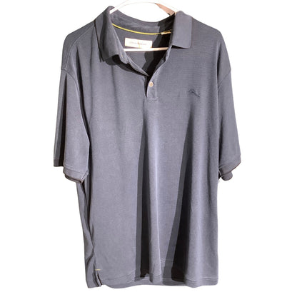 Tommy Bahama Men’s XL Navy Blue Performance Polo — Textured, IslandZone, Golf