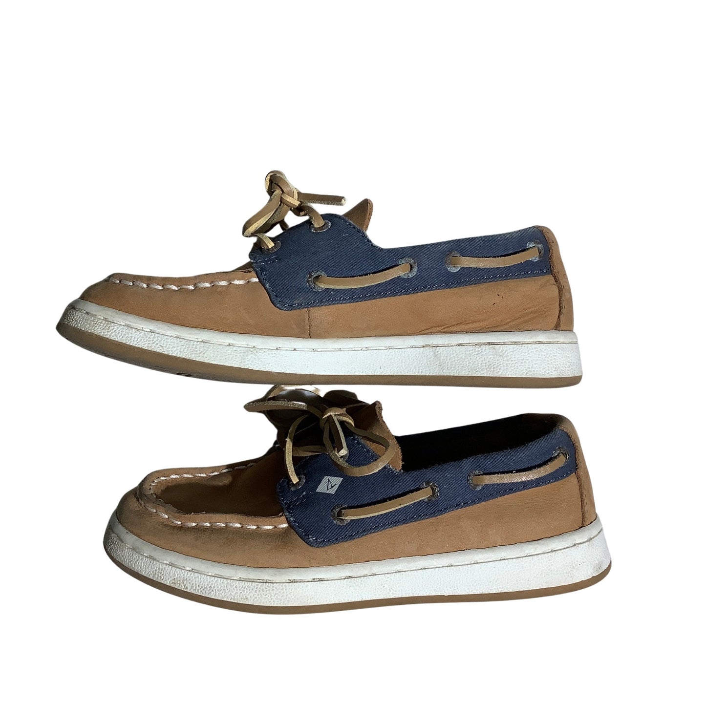 Sperry Top-Sider Child Size 12.5M Tan/Blue Leather — Nautical, Casual, Preppy