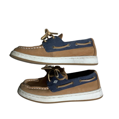 Sperry Top-Sider Child Size 12.5M Tan/Blue Leather — Nautical, Casual, Preppy