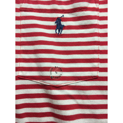 Polo Ralph Lauren Red & White Striped Polo Size L - Preppy, Classic, Coastal