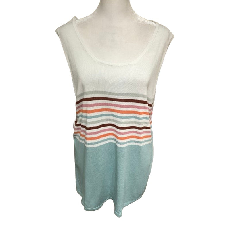 Boutique Sleeveless Layering Knit Tank Pastels Striped Flowy Lightweight