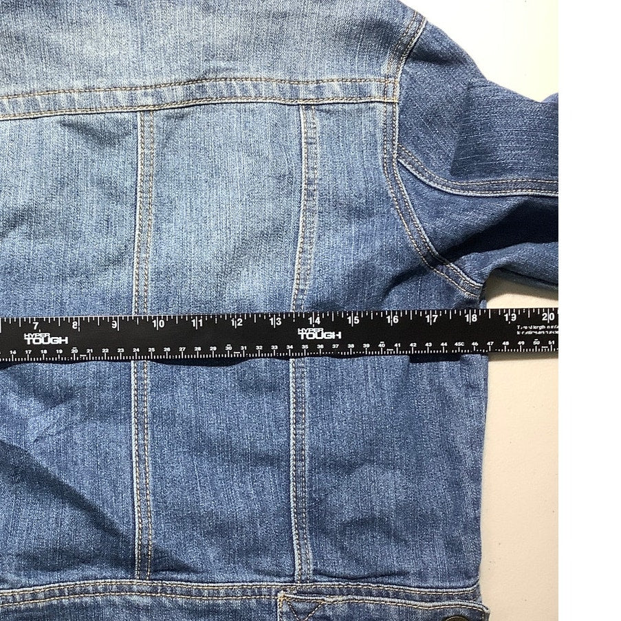 JouJou Denim Jacket Women's Size M Blue Cropped Button Up — Classic, Casual, Y2K