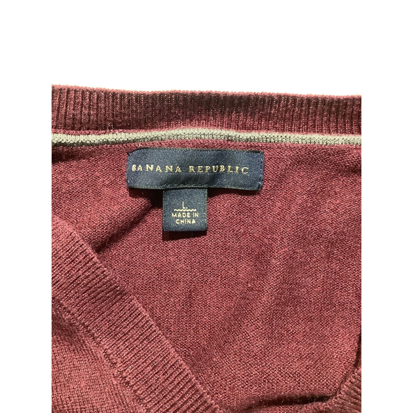 Banana Republic Burgundy Sweater Men’s Size L – V-Neck, Lightweight, Silk Blend