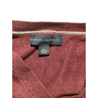 Banana Republic Burgundy Sweater Men’s Size L – V-Neck, Lightweight, Silk Blend