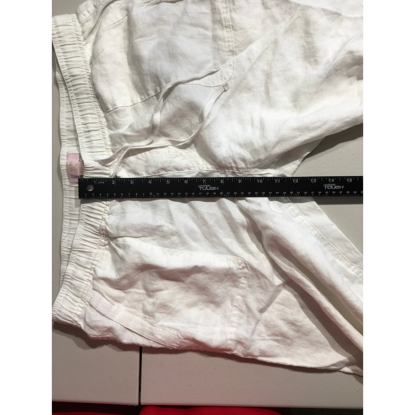 St Tropez White Wide Leg Linen Pants Size L - Resort, Boho, Relaxed