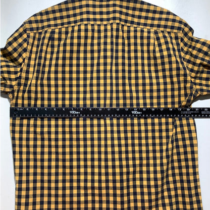 J.Crew Men's L Yellow Blue Gingham Slim Flex Washed Button Down Shirt