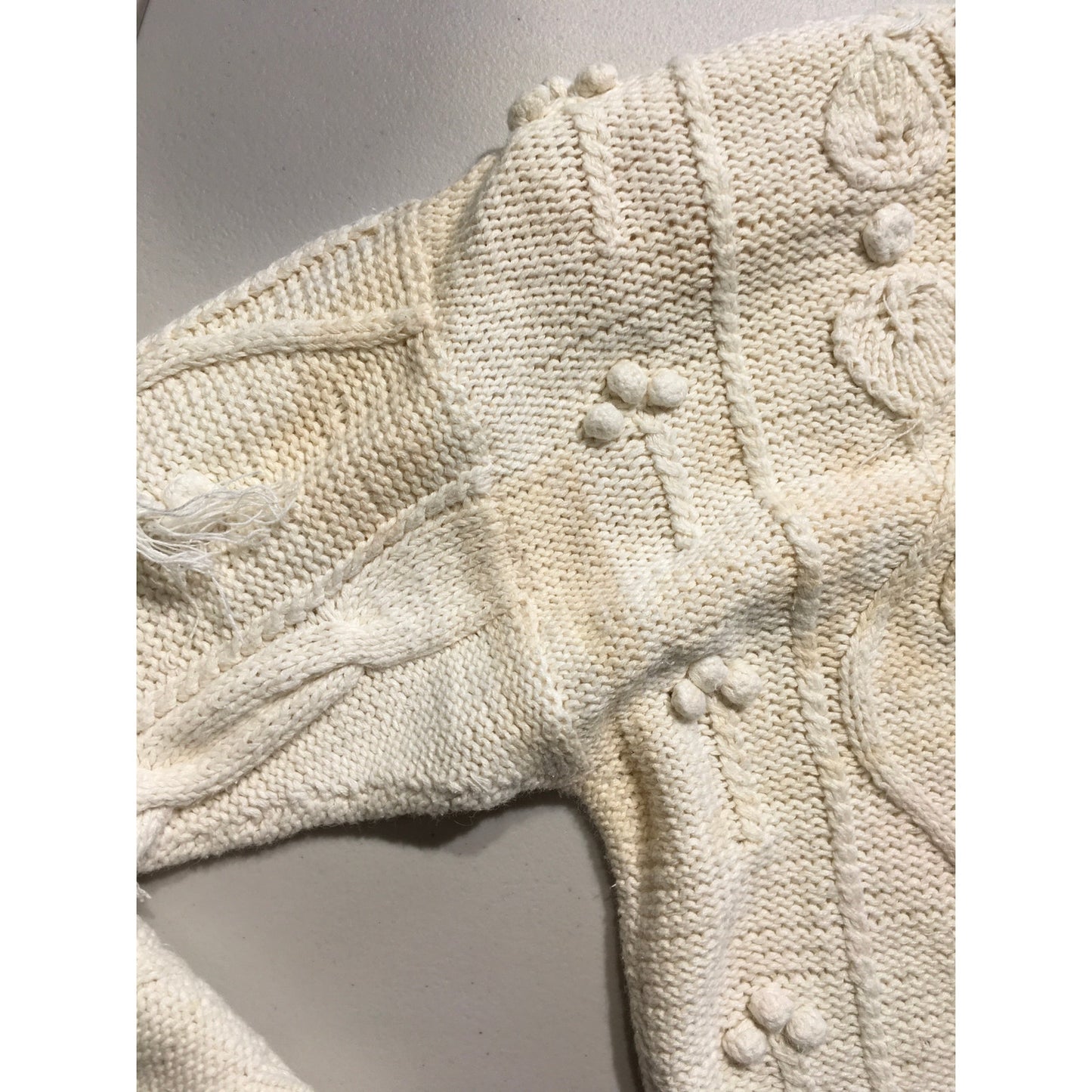 Peter Valentine Cream Hand-Knit Sweater M Cozy, Cottagecore, Vintage Cable Knit