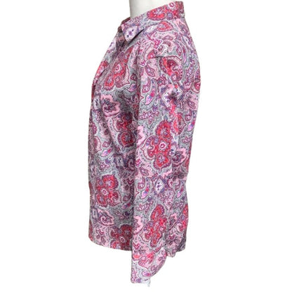 Talbots 14 Wrinkle-Resistant Paisley Button-Up Shirt – Preppy, Classic, Feminine