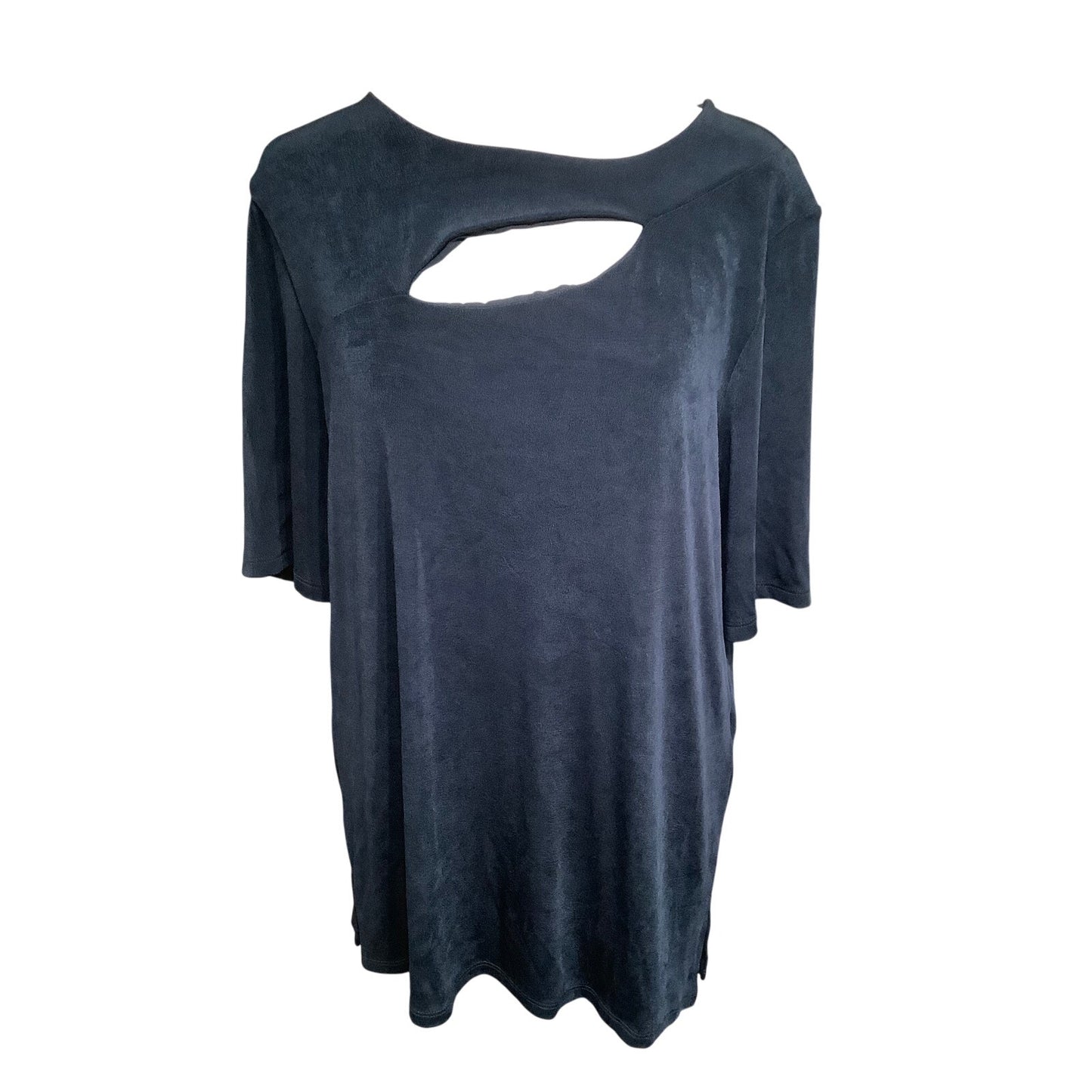 Chico's Travelers Navy Blue Cut-Out Top 2 (12/14) Sleek, Stylish, Comfortable