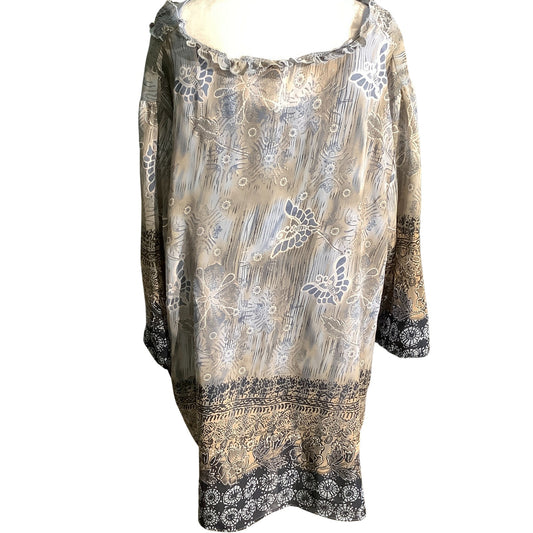 Maggie Barnes Blouse Women’s Size 2X – Boho, Flowy, Mixed Print