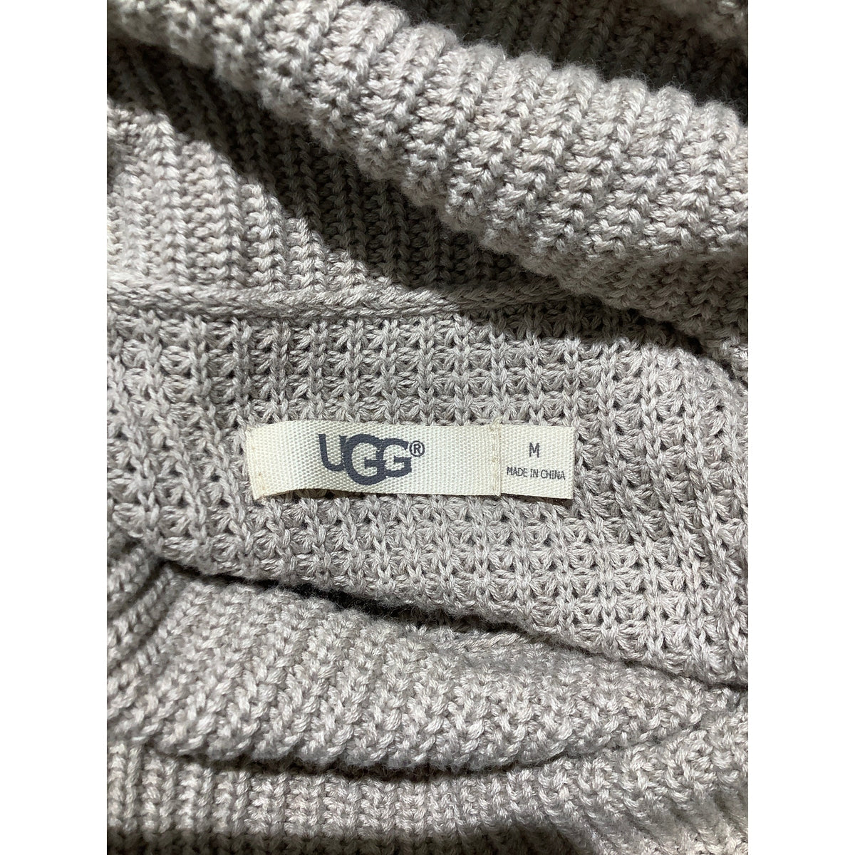 UGG Women's Medium Cream 100% Cotton Knit Cowl Neck Sweater Short Sleeve