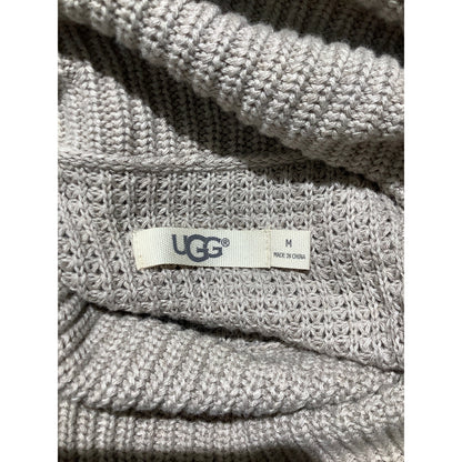 UGG Women's Medium Cream 100% Cotton Knit Cowl Neck Sweater Short Sleeve