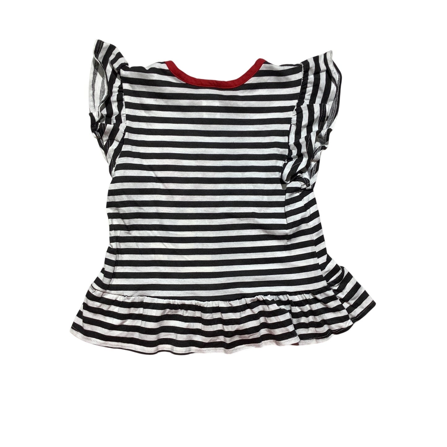 Disney Minnie Mouse White Black Striped Girls 6X — Ruffle Hem, Graphic, Cute