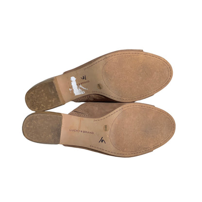 Lucky Brand Leather Jemie Mule Heels Women 10M — Minimalist, Block Heel, Slip-On