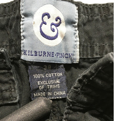 Kilburne Finch Men's Black Cargo Shorts Size 38 - Utility, Streetwear, Casual