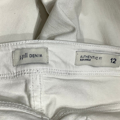 J.Jill White Denim Capri with Ankle Slit Authentic Fit 12 Classic, Casual