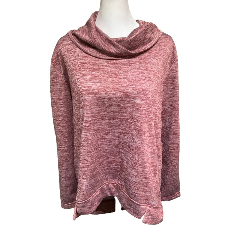 Eddie Bauer Women's Sweatshirt L Red Cowl Neck Loungewear Outdoor Athleisure