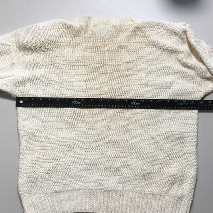 Peter Valentine Cream Hand-Knit Sweater M Cozy, Cottagecore, Vintage Cable Knit