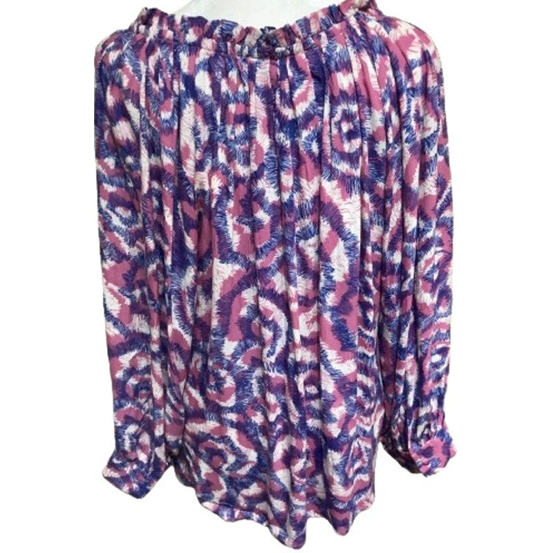 Suncoo Paris Long Sleeve Top, Blue/Pink/White, Size T2, Boho, Artistic, Colorful