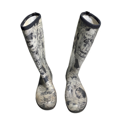 Kamik Comic Print Rain Boots Women’s Size 10— Graphic, Rainy Day, Whimsical