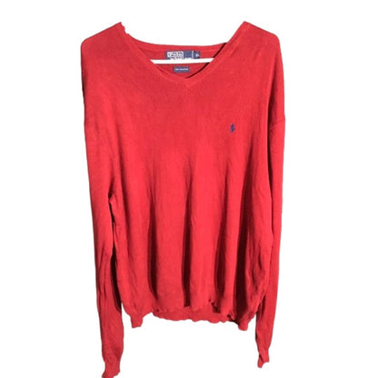 Polo Ralph Lauren Men's Size XL Red V-Neck Sweater - Classic, Preppy, Casual