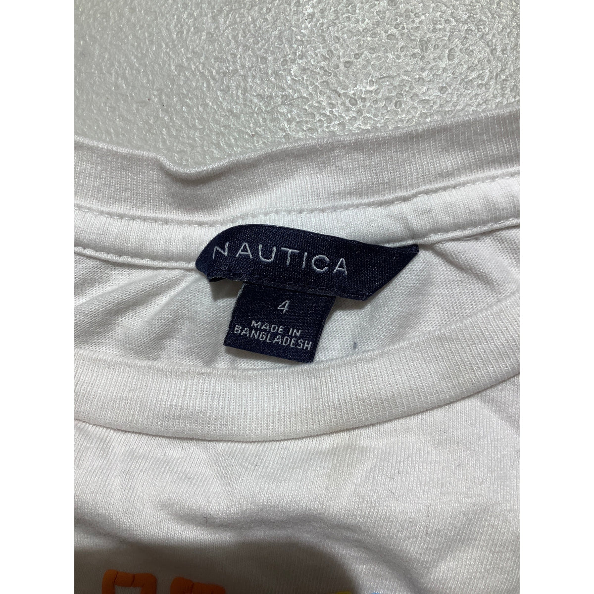 Nautica Toddler Boys Size 4 White 100% Cotton Logo Crewneck T-Shirt