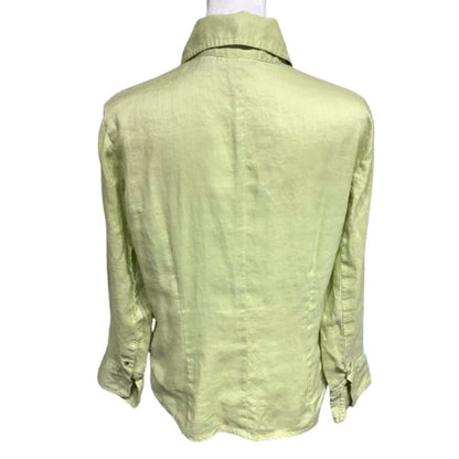 Toto n Ko Lime Green Button-Up Shirt, Size 6 - Boho, Minimalist, Office Casual