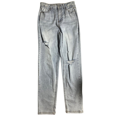 Vanilla Star Light Wash Mom Jeans Child Size 3 — Distressed, High Rise, Casual