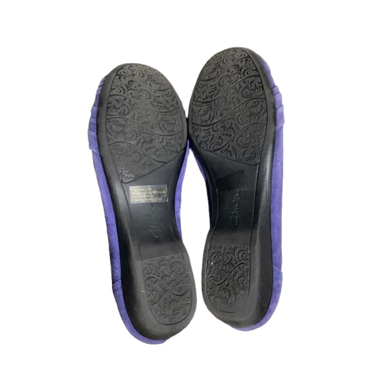 Clarks Benables Purple Suede Flats Women’s 6F – Comfort, Slip-On, Leather Upper