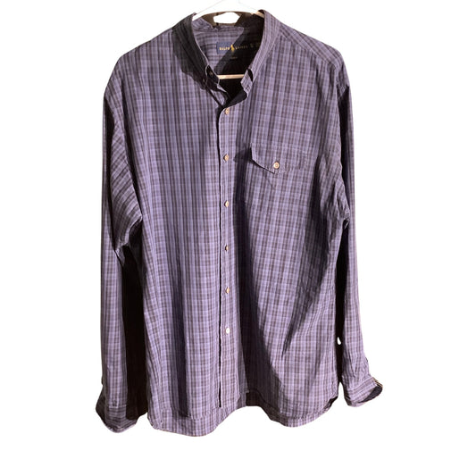 Ralph Lauren Men’s Blue Plaid Button Down Shirt XL — Classic, Casual, Preppy