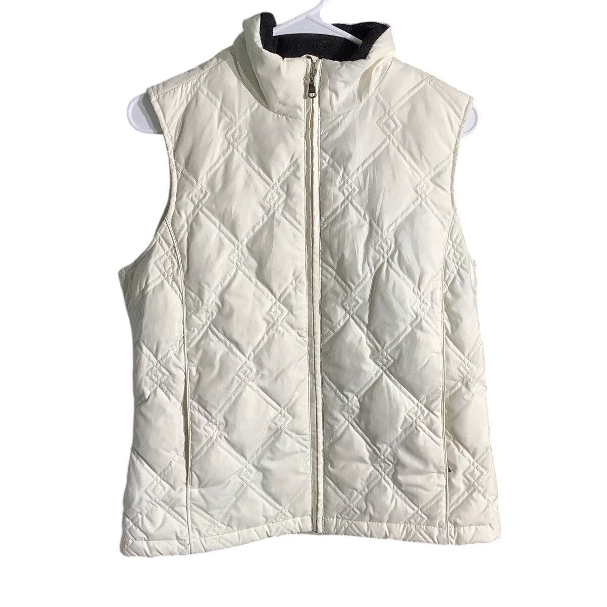 Eddie Bauer Cream Quilted Goose Down Vest Women’s Small — Outdoor, Cozy, Classic
