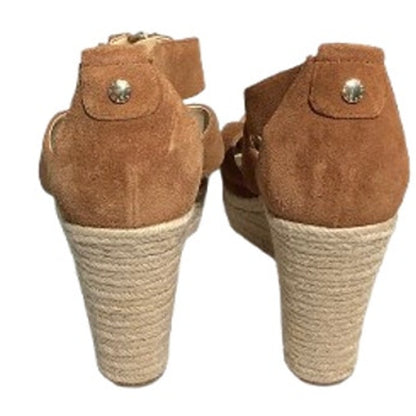 Michael Kors Damita Espadrille Wedge Sandals 9.5M – Suede, Zip Front, Summer