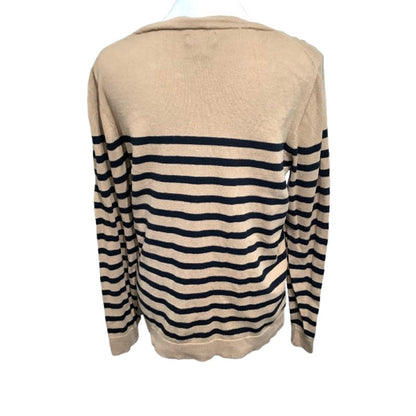 J.Crew Brown & Black Striped Cotton Sweater Size M | Preppy, Minimalist, Classic