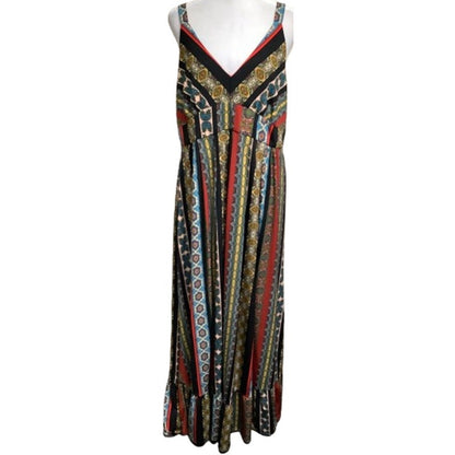 Tahari Multicolor Maxi Dress Size L - Boho, Statement, Fall Ready