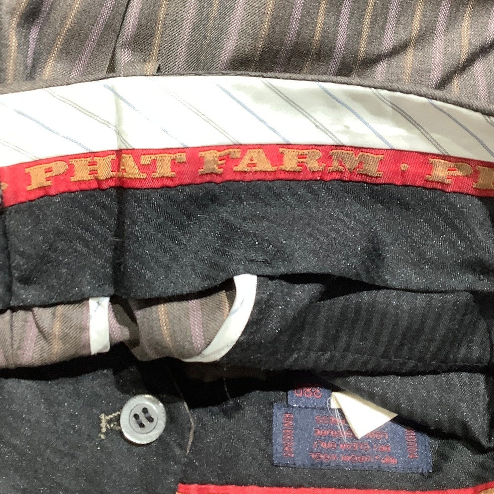Phat Farm Brown Striped Dress Pants Men’s 38R — Pleated, Wool, Cuffed