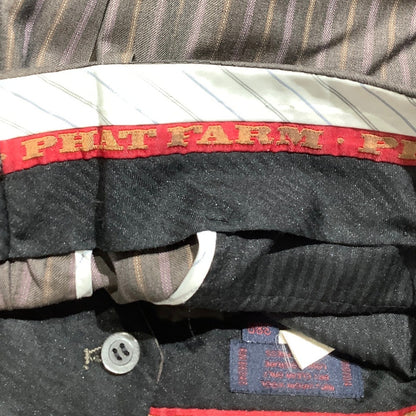 Phat Farm Brown Striped Dress Pants Men’s 38R — Pleated, Wool, Cuffed