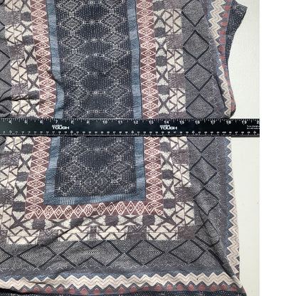 Lucky Brand Boho Geometric Print Top Women M — Multi-Color, Tie Front, Festival