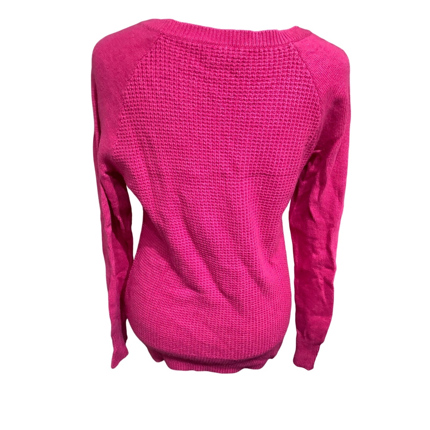 J.Crew Hot Pink Waffle Knit Sweater Size Medium - Preppy, Cozy, Casual