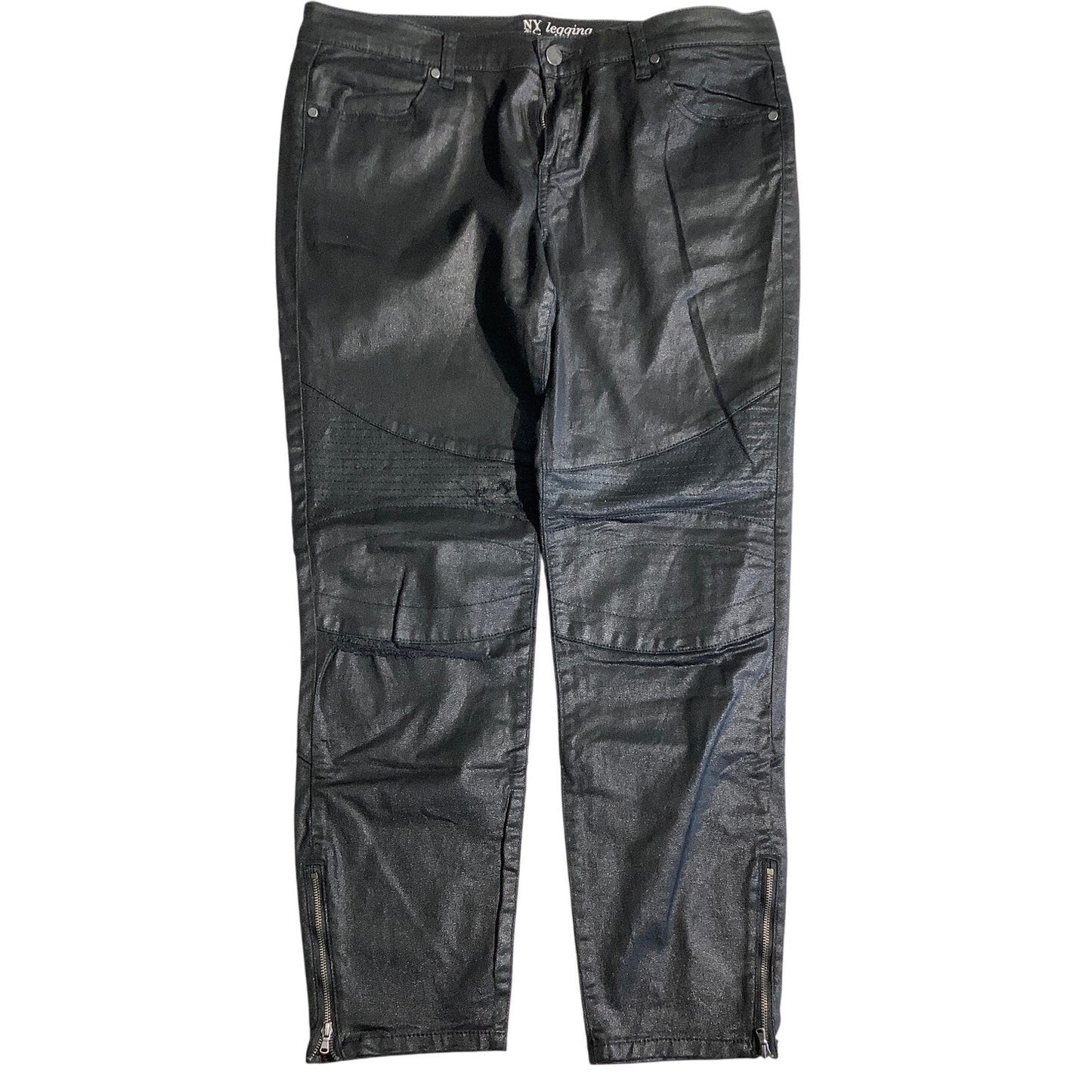 NY&C Black Faux Leather Leggings Women’s Size 12 - Edgy, Moto, Street Style