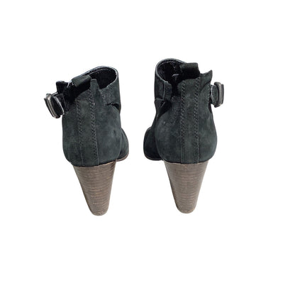 Lucky Brand Oona Suede Peep Toe Booties Women’s Size 7.5M — Black, Heeled, Ankle