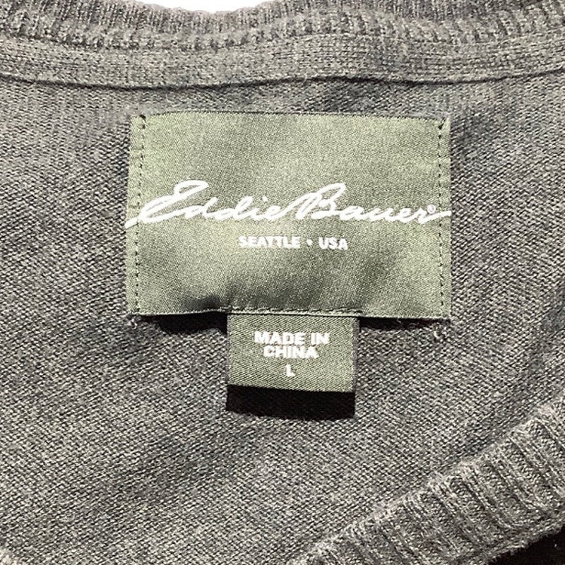 Eddie Bauer V-Neck Sweater Men’s Size Large — Cashmere Blend, Soft Knit, Classic