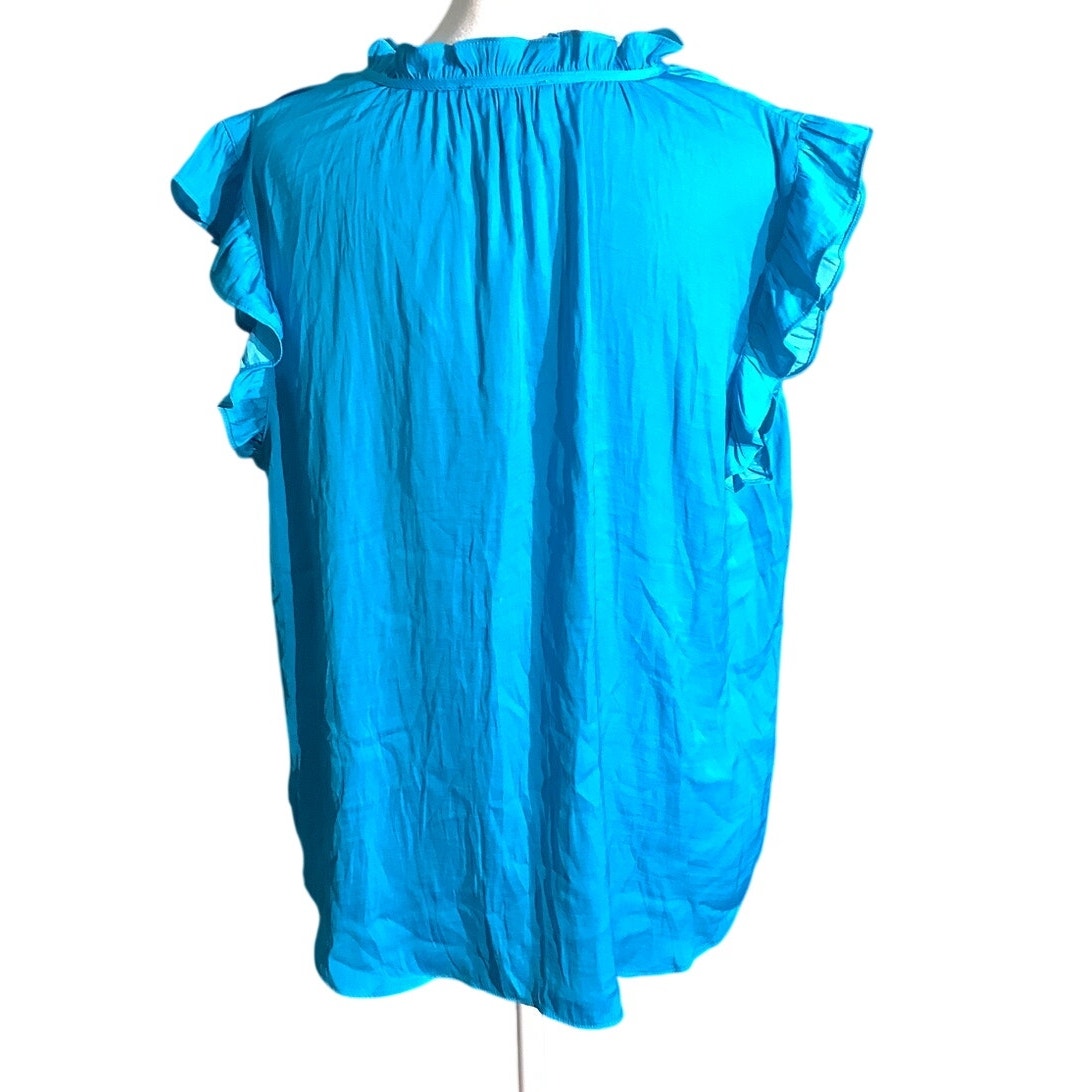 Rachel Roy Tie Front Blouse Women’s Size L — Ruffle Sleeve, Mandarin Collar, NWT