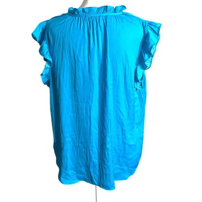 Rachel Roy Tie Front Blouse Women’s Size L — Ruffle Sleeve, Mandarin Collar, NWT