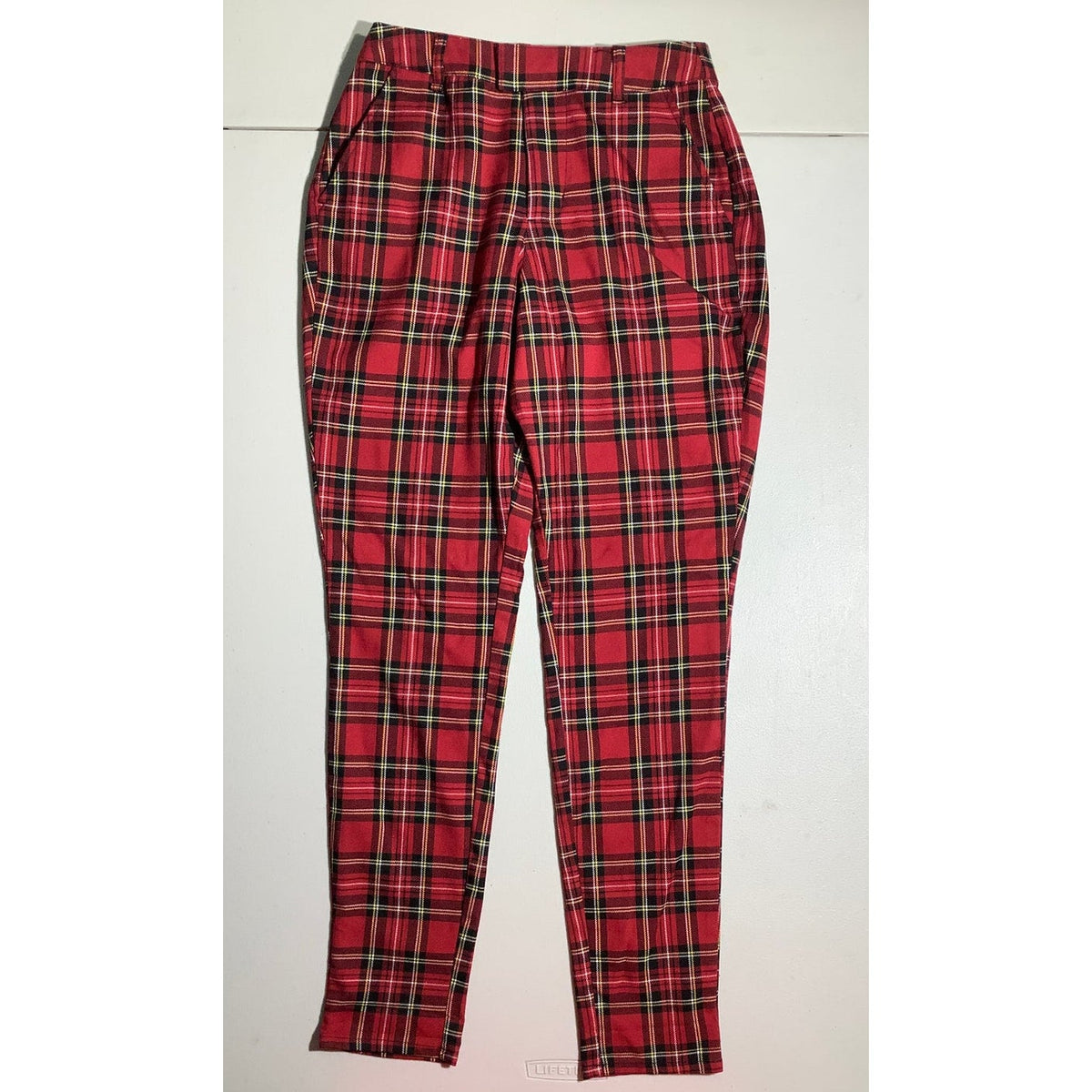Hot Topic Women's XS Red Plaid Cropped Ankle Pants Punk Goth Trousers