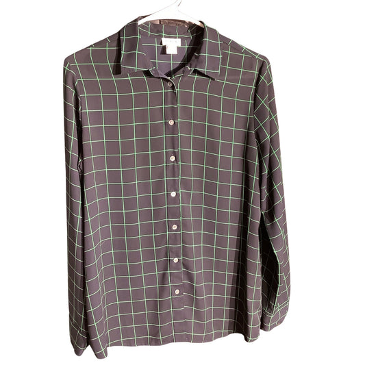 J.Crew Check Button-Down Shirt Women’s Small — Long Sleeve, Lightweight, Classic