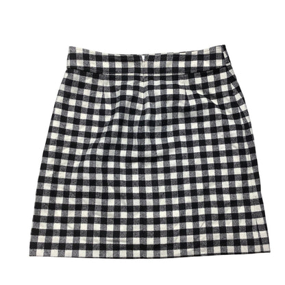 J.Crew Wool-Blend Check Skirt Black/White Women’s 6 — Classic, Preppy, Timeless