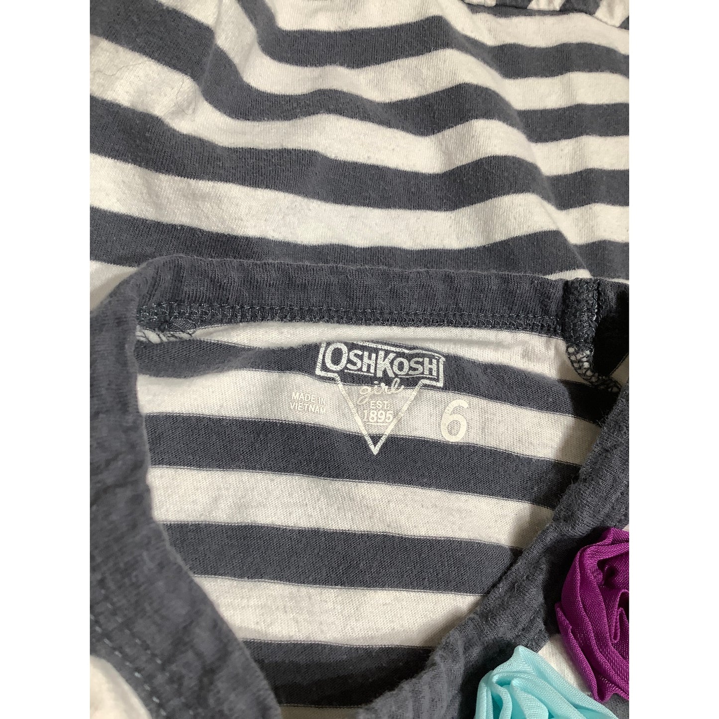 OshKosh Girls' Striped Babydoll Shirt Size 6 - Whimsical, Cute, Casual