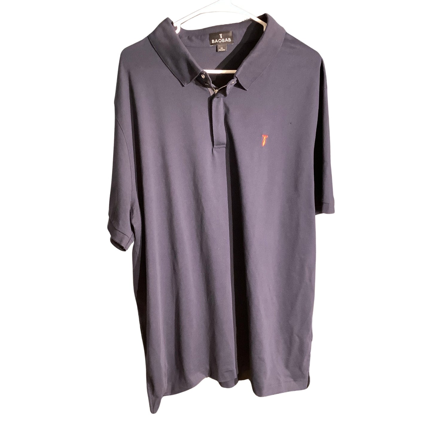 Baobab Men’s Navy Blue Zip Polo Shirt Size 4XL — Casual, Golf, Classic