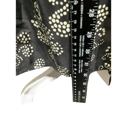 VTG Weathervane 8 100% Silk A-Line Long Skirt, Black & Cream Polka Dot Pattern